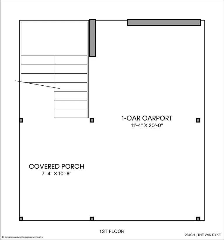 The Van Dyke floorplan, garage level